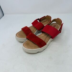 Born Platform Sandals Red Size 8M Suede Elastic Casual Nautical Vibrant Sporty
